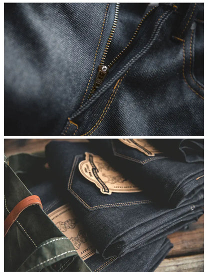 Retro 11.6oz Selvedge Raw Denim Jeans Tapered Regular Fit Cotton Jeans with Zipper Fly High Quality Versatile Men's Pants