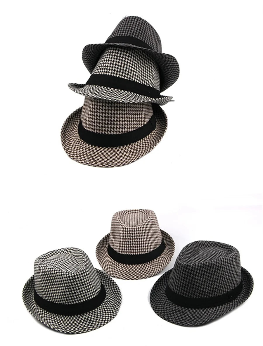 Spring Summer Wool Wedding Hat for Mid-Aged Men Couple Fashion Autumn Winter Party Plaid Luxury Design Jazz Hat Fedora Hat Women