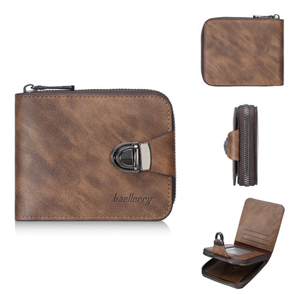 Men's Wallet Made pu Skin Purse for Men Coin Purse Short Male Card Holder Wallets Zipper Around Money Coin Purse
