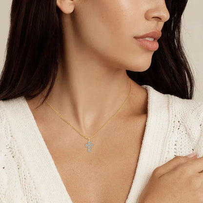 GRA Certified 3.5MM Moissanite Cross Pendant Necklaces for Women S925 Sterling Silver Clavicle Chains Fine Jewelry Gift