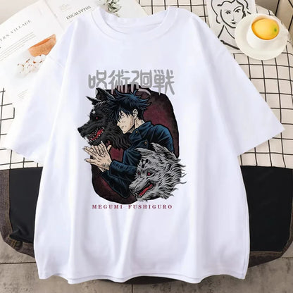 Fushiguro Megumi Printed T-shirt Men's Cool Street Loose T-shirt Summer Personalized Y2K Harajuku Shirt  Men T Shirt One Piece