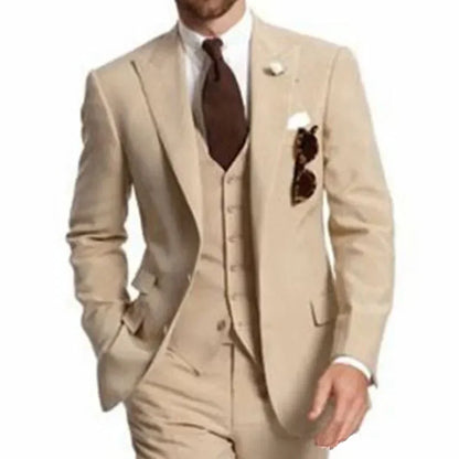 Business Party Best Men wedding Suit Peaked Lapel Two Button Custom Made Wedding Groom Tuxedos Jacket Pants Vest