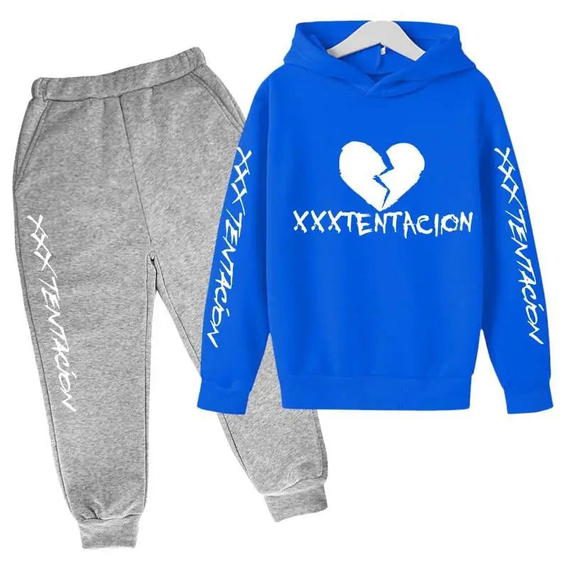 Kids Spring Hip Hop Star Print Tracksuits 4-14 Year Boys Girls Fashion Streetwear rap Hoodie+Pants Outfits Sets Children Clothes