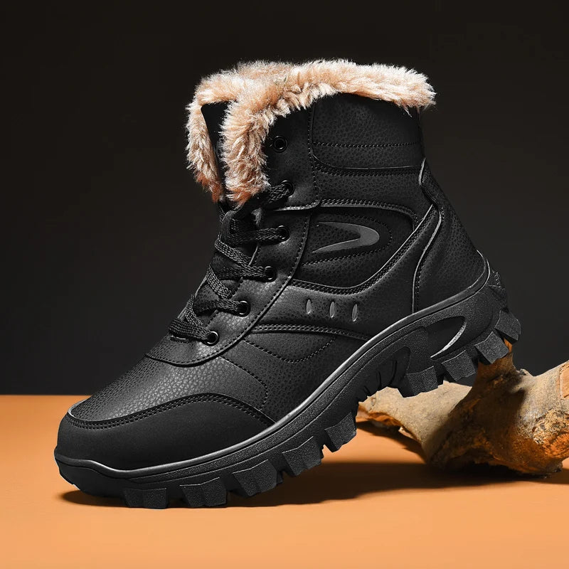 2024 New Winter men boots  Slippers Warm Men Shoes Waterproof Non-Slip Plush Sneakers Male  leather Boots Plus size  48