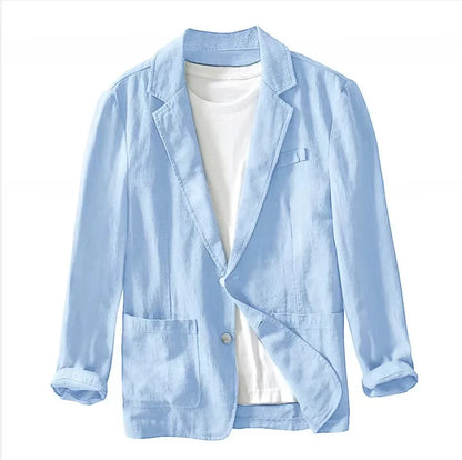 Men's Casual Suit Single-layer Jacket Solid Color Cotton And Linen Casual Fashion Men's Top