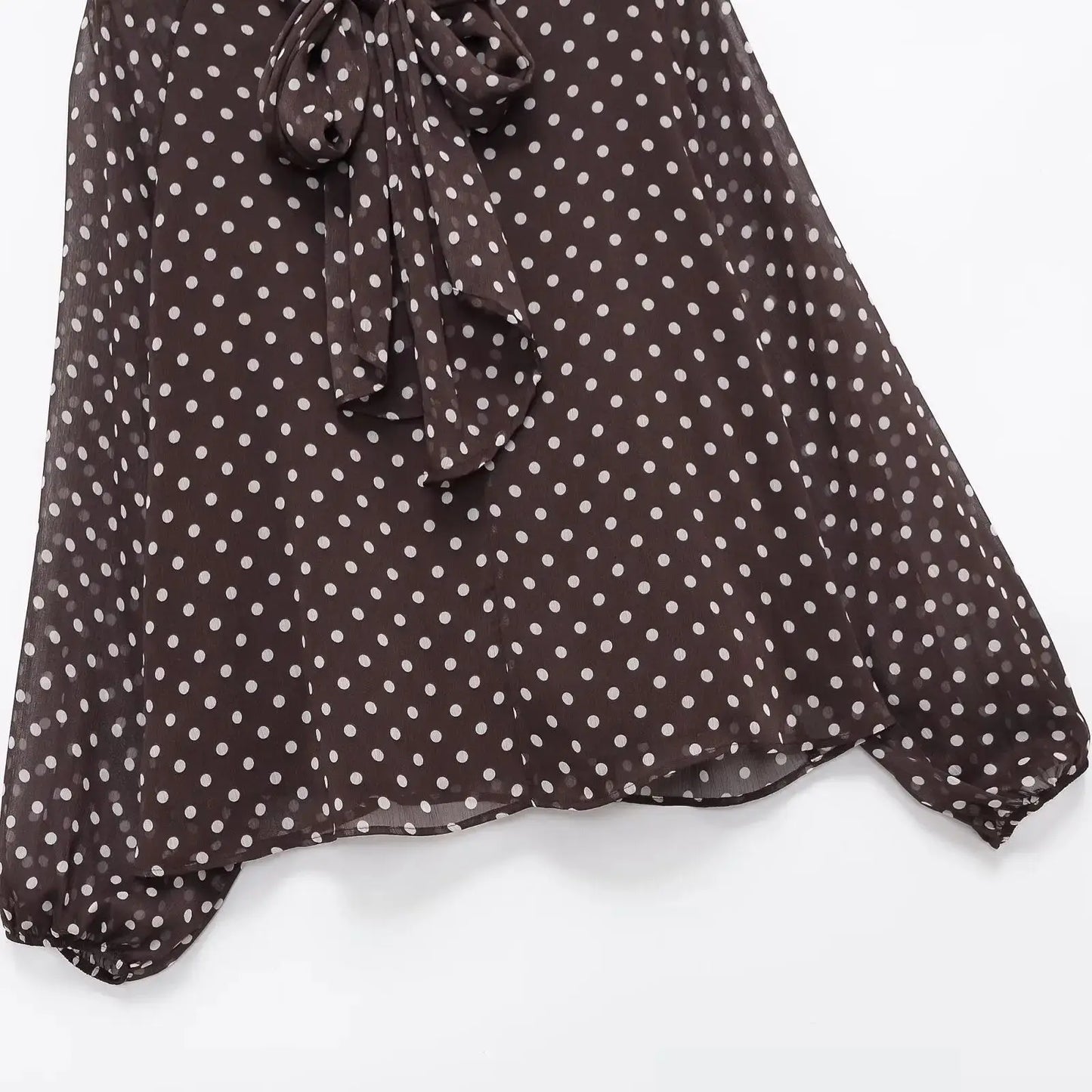 Fashion Simple Bow Polka Dot Shirt European and American Style Loose Long Sleeve Blouse Spring Summer Casual Tops