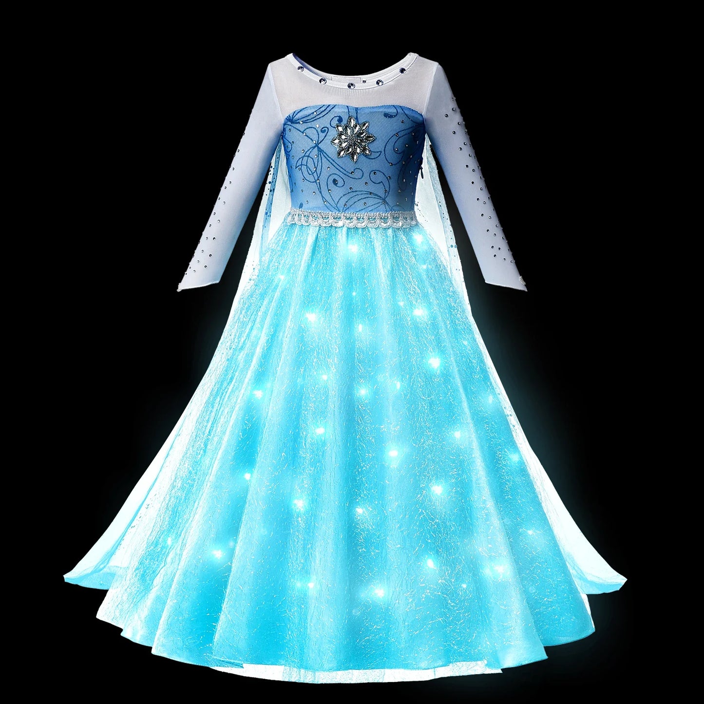 Elsa Snow Queen Princess Girls LED Light Up Dress Halloween Carnival Clothing Party Kids Cosplay Children Costume