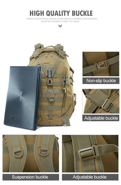 40L Tactical Backpack for Men Camping Hiking Backpacks Reflective Outdoor Travel Bags Survival Molle Climbing Rucksack Bag