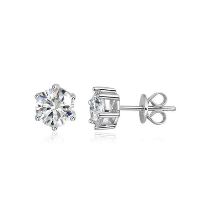 1CT Round Moissanite Stud Earrings for Women 925 Sterling Silver Plated 18K Classic Wedding Sparkling Lab Diamond Earring