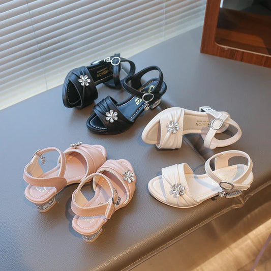 Girls Princess Sandals Summer Kids Low Heels Fashion Party Dress Casual Shoes Outdoor Causal Sandals Children Soft Sole Bow