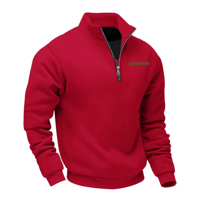 American autumn and winter heavy fleece long-sleeved men's sweater half zipper loose stand-up collar pullover men's sweater