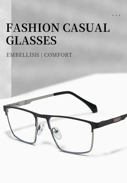 New Metal Eyeglasses Square Frame Business Casual Anti-blue Light Reading Glasses Men's Prescription Customized 6915