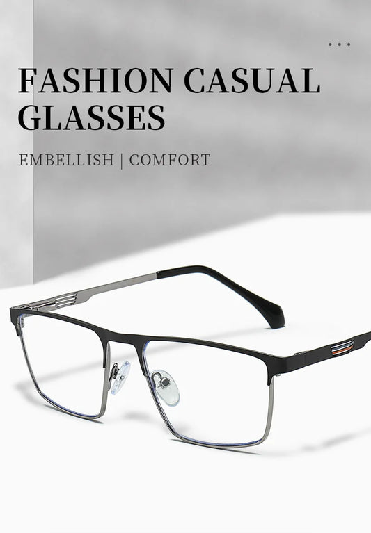 New Metal Eyeglasses Square Frame Business Casual Anti-blue Light Reading Glasses Men's Prescription Customized 6915