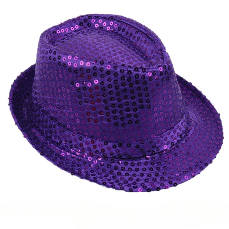 British Top Jazz Hat Bucket Hat Men Women Stage Performance Sequin Hat Shining Christmas Fedoras Party Parent  Hat Hollween