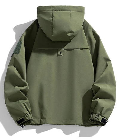 Windbreakers Men Hooded Jacket Zipper Coat Cargo Waterproof Black Bomber Camping Loose Thin Softshell Hooded Hiking Jacket