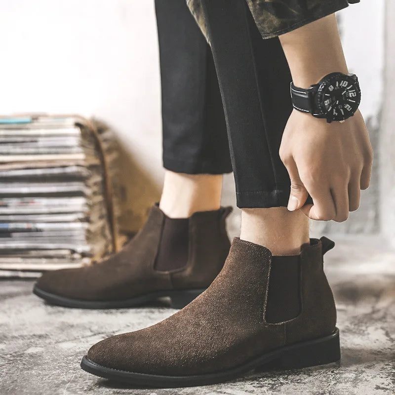 2026 Men Elevator Shoes Chelsea Boots 6cm 8cm Invisible Inner Increase Shoes Man Height Increasing Shoes Suede Leather Men Boots