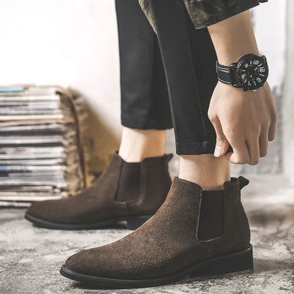 2026 Men Elevator Shoes Chelsea Boots 6cm 8cm Invisible Inner Increase Shoes Man Height Increasing Shoes Suede Leather Men Boots