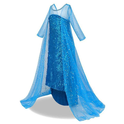 Halloween Elsa Dress Kids Cosplay Costumes Sequined Mesh Ball Gown Carnival Party Frozen Prom Gown Princess Dress for Girl