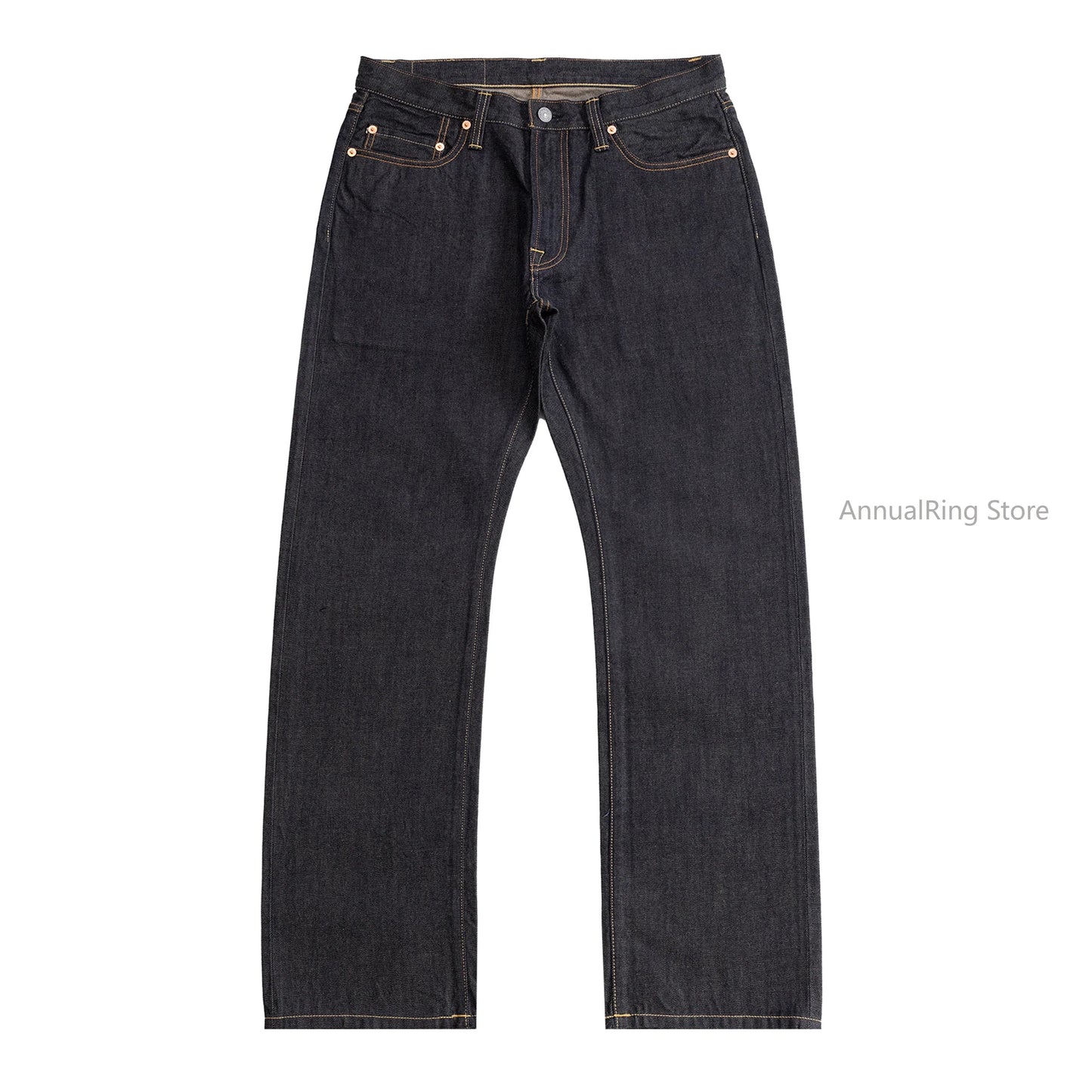 American Pants Men's Summer Thin 12oz Loose Straight Selvedge Denim Jeans 634 Version