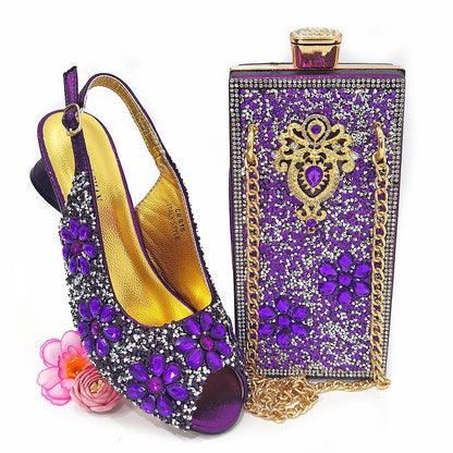 Summer Sandals for Party and Weddings Peep-Toe Bridal Shoes Women 2023 Comfortable Shoes and Bag Set for Lady
