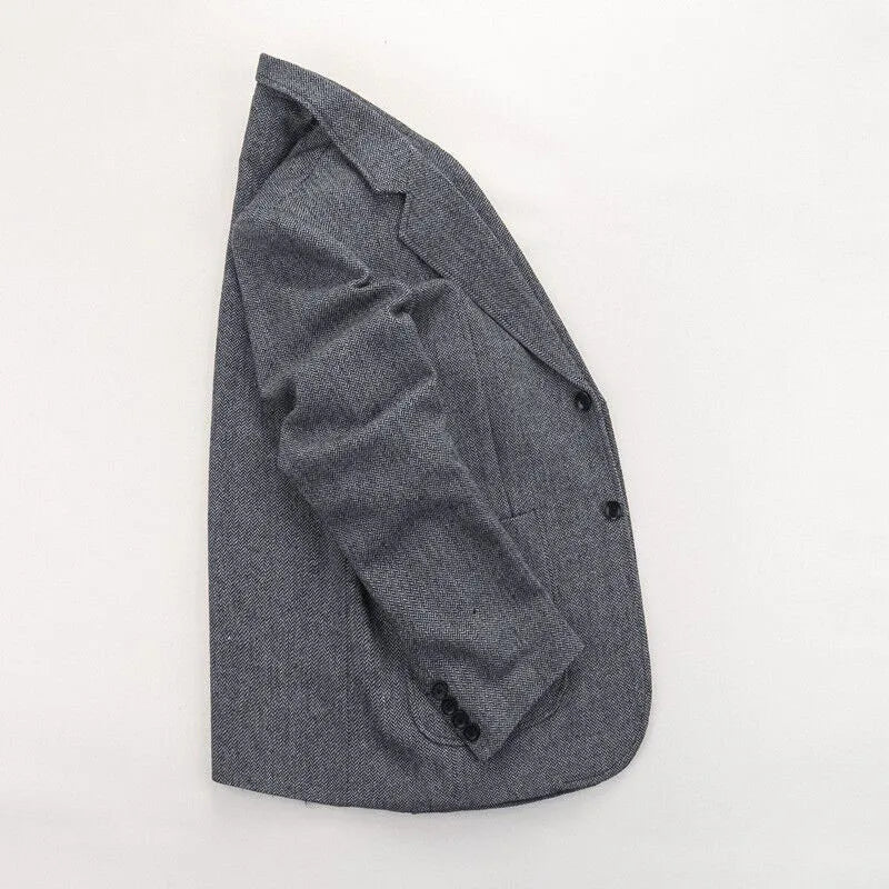 Retro British Tweed Men's Woolen Outwear Brown Wool Tweed Suit Herringbone Pattern Autumn and Winter Slim Fit Suit