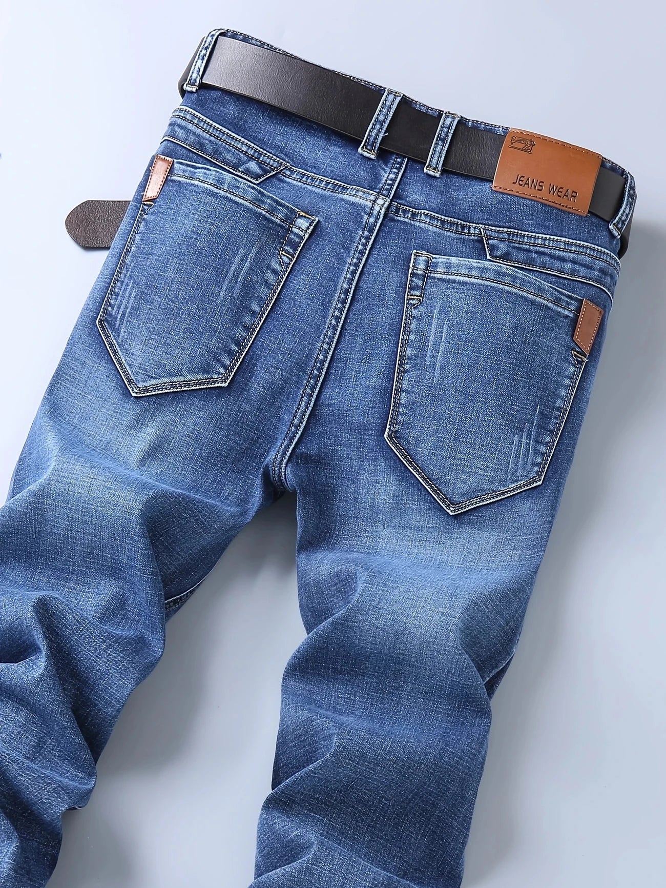 New Business Men's Jeans Casual Straight Stretch Fashion Classic Blue  Work Denim Trousers Male Brand Clothing 29-40size