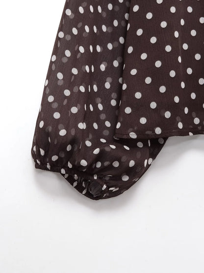Polka Dot Printed Women Shirt 2026 Spring New Bow Tied Blouse Woman Tops Lady Ruffles Long Sleeve Loose Elegant Blouses Top ﻿