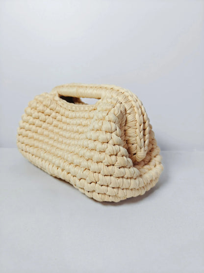 Yingzi Small Crochet Cluth Bag with Handle Handmade Evening Bag Makeup Bag