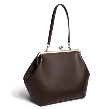 Fashion Large Kisslock Clip Shell Clutch Bag  Designer Women Handbags Luxury Soft Pu Leather Shoulder Bags Elegant Party Bag2026