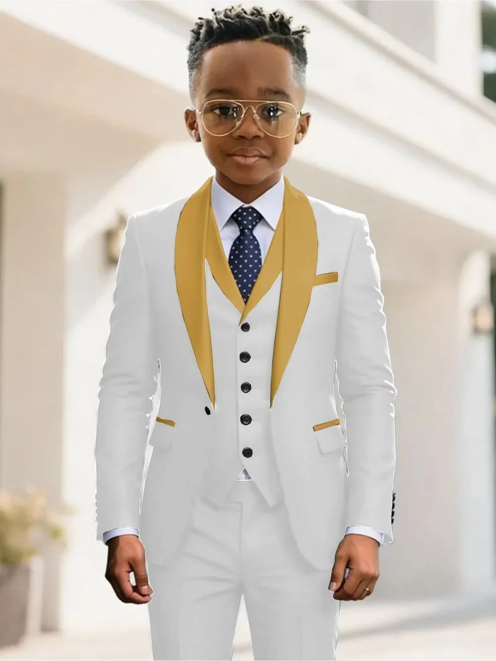 New Kids Suit Set 3 Pieces Wedding Ring Bearer Outfit Boys Handsome Shawl Lapel Tuxedo For Piano Peformance 2-20T