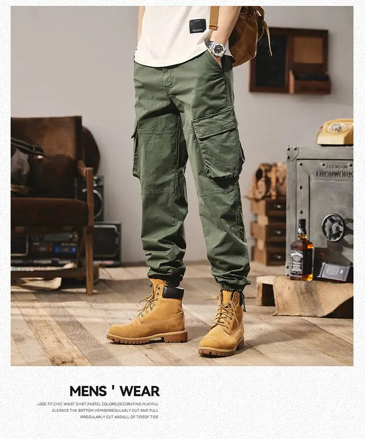 Men Fashion Military Cargo Pants Regualr Straight Fit Cotton Camouflage Green Black Grey Color Trousers W9202