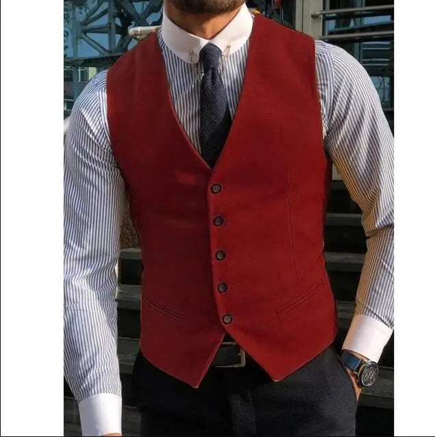 New Arrvial Men Vest Classic Cotton Blended Slim Fit Formal Suit Waistcoat  Vest Men Busoness