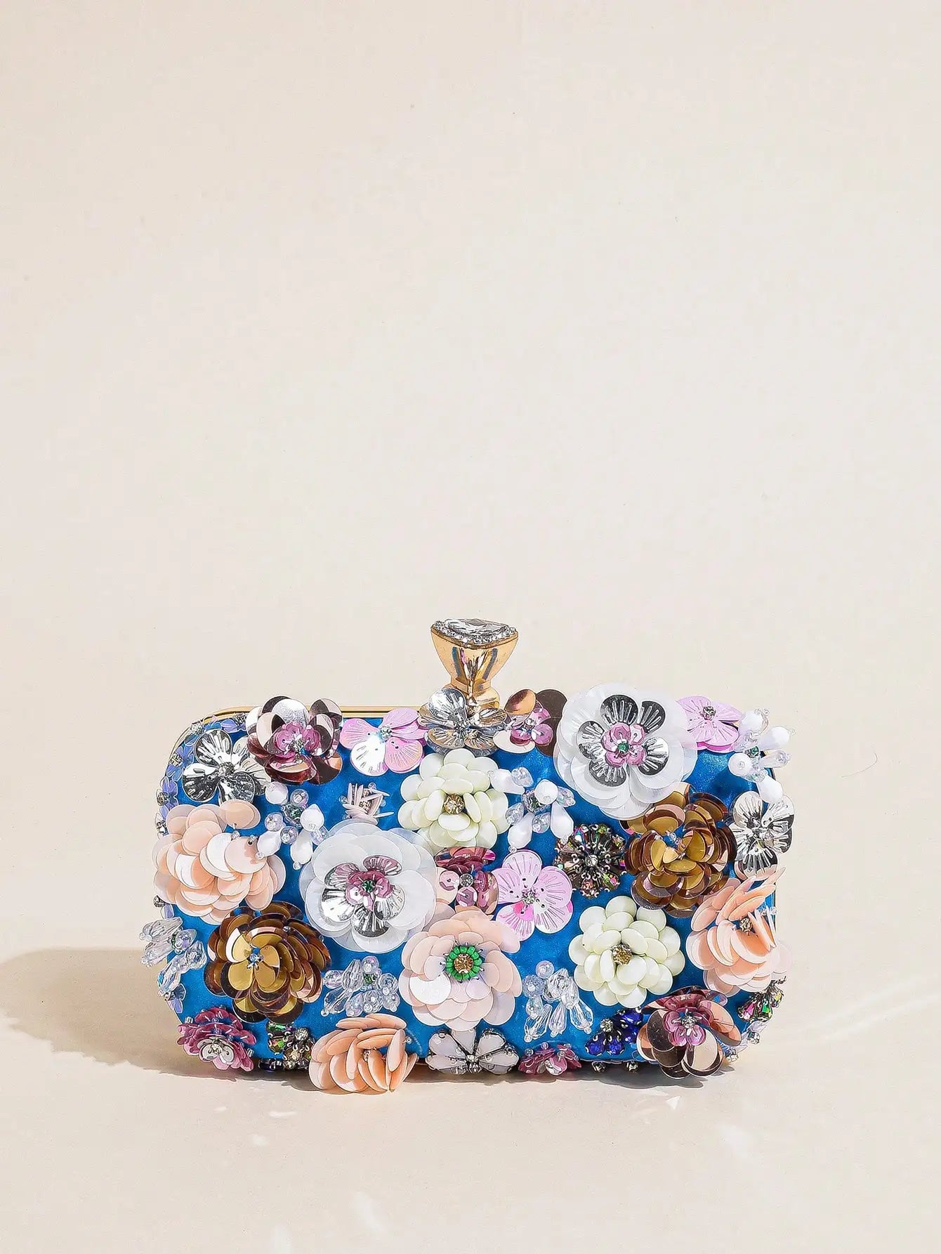 I PC Black Elegant Floral Beaded Clutch, classic Banquet Purse,Women's Fashion Evening Bag Foren Wedding Party Prom