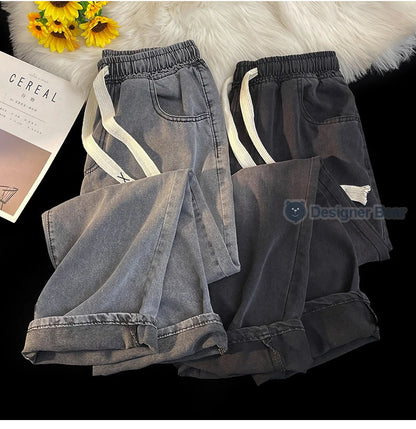 2026 New Spring Summer Men's Baggy Jeans Lyocell Fabric Wide Leg Pants Drawstring Trousers Male City Boy Plus Size S-4 5XL Y2K