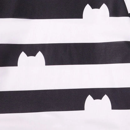 Carnival Party Children Black And White Stripe T-Shirt+Skirt+Bag Sets Kids Cartoon Cats Cosplay Costume Party Outfits 4-8Y