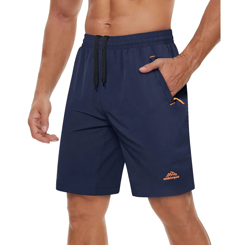 Quick Dry Athletic Running Shorts with Zipper Pockets Men's Summer Shorts for Gym Training Workout Hiking Casual Shorts
