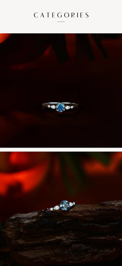 New D Color Round Cut 5.0mm Colorful Moissanite Ring for Women Man Solid 925 Sterling Silver Halloween Jewelry Party
