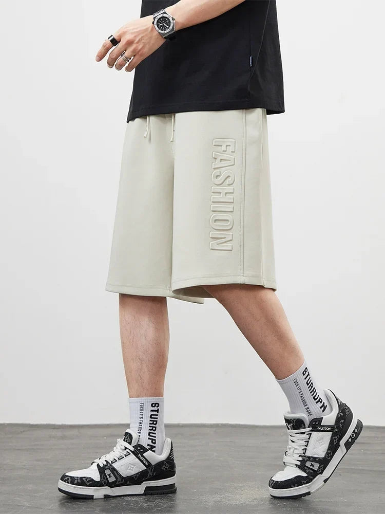 Men's Shorts Summer Clothes Fashion Letter Printed Casual Sweatpants Solid Color Loose Cotton Short Pants Male Straight Shorts