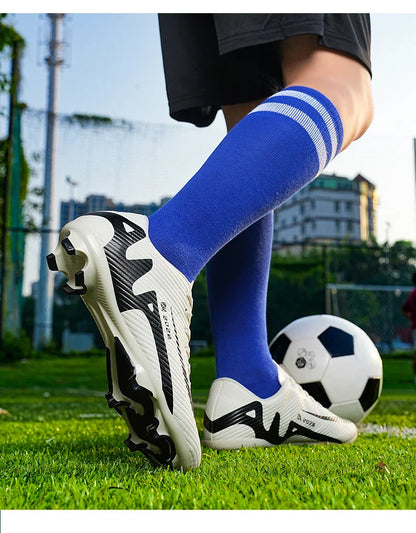 Professional FG/TF Soccer Cleats Men Football Boots Long Spike Grass Match Breathable Lightweight Comfortable Training Sneakers