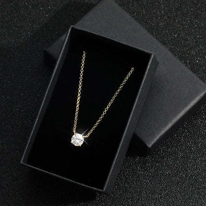 1ct/6.5mm Moissanite Diamond Pendant Necklace With  Certificates 100% 925 Sterling Silver Plated 18k Gold Neckchain For Women