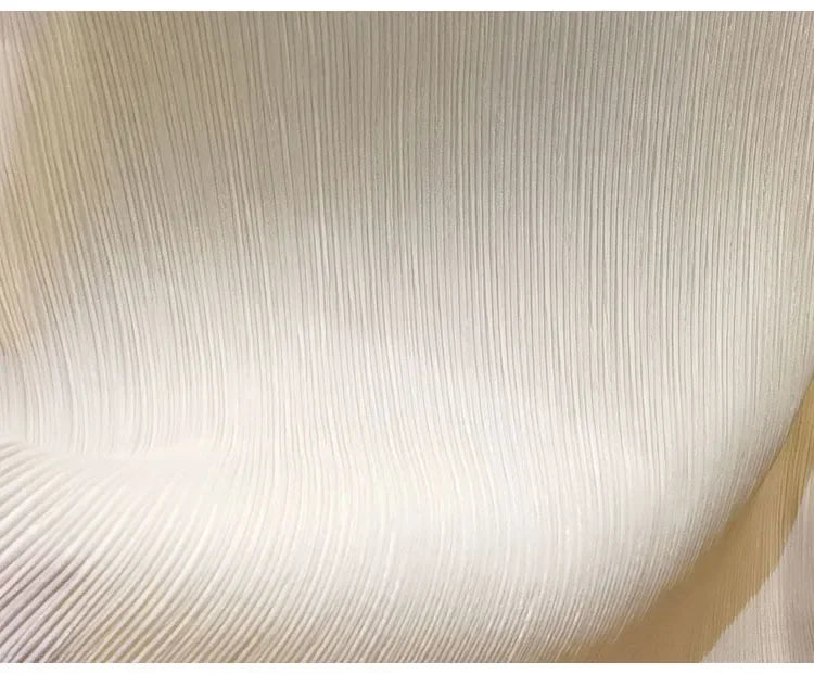 Miyake Versatile Classic Simple Solid Color Stand Up Collar Pleated Top Women Slim Slim Short Sleeve Miyake T-shirt Summer 2025