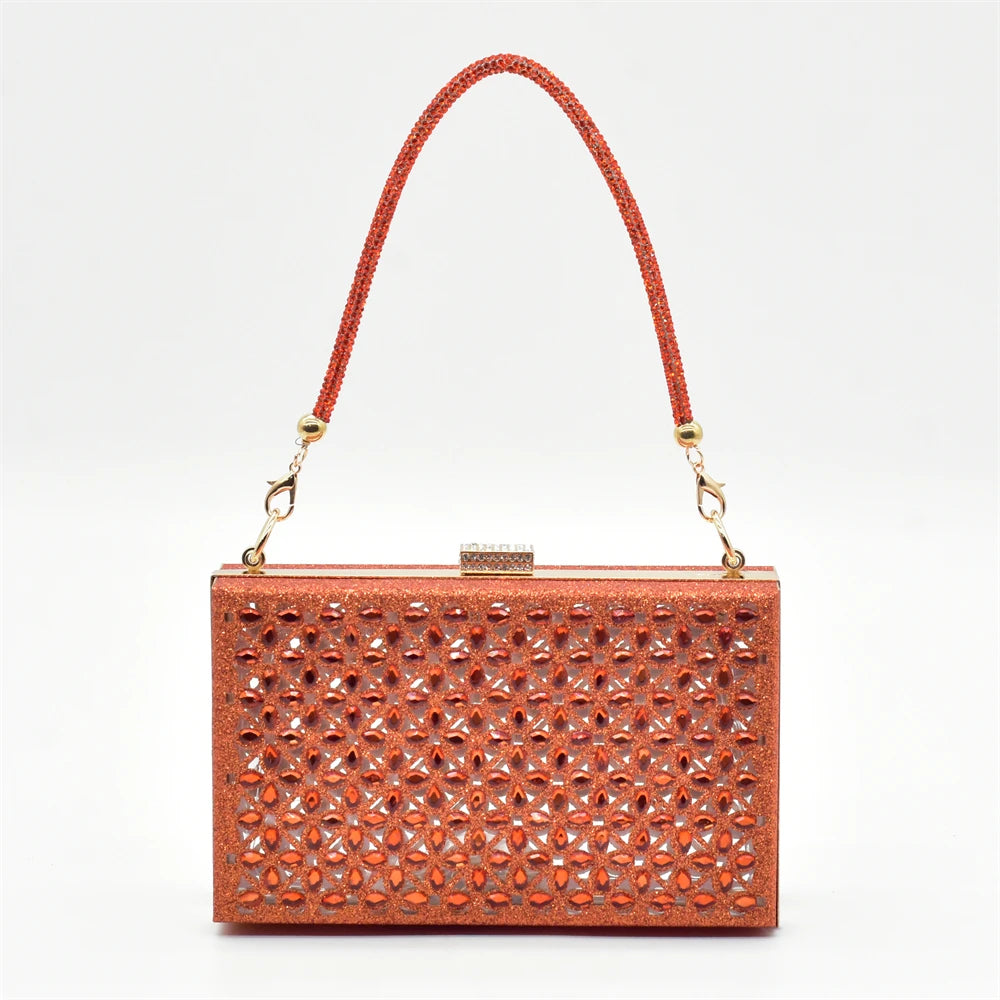 Latest Orange Designer Shoe and Bag Sets From Italy Shoe Woman Summer 2025 Wedding Fashion Party Shoes and Bag Match for Women