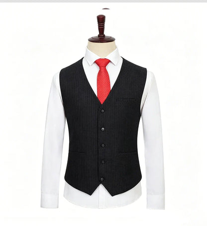 Plus Size Men Vest Checkered Elastic Black Single Breasted Striped Waistcoat For Host Groom Groomsmen Blue Suit Vest for Men