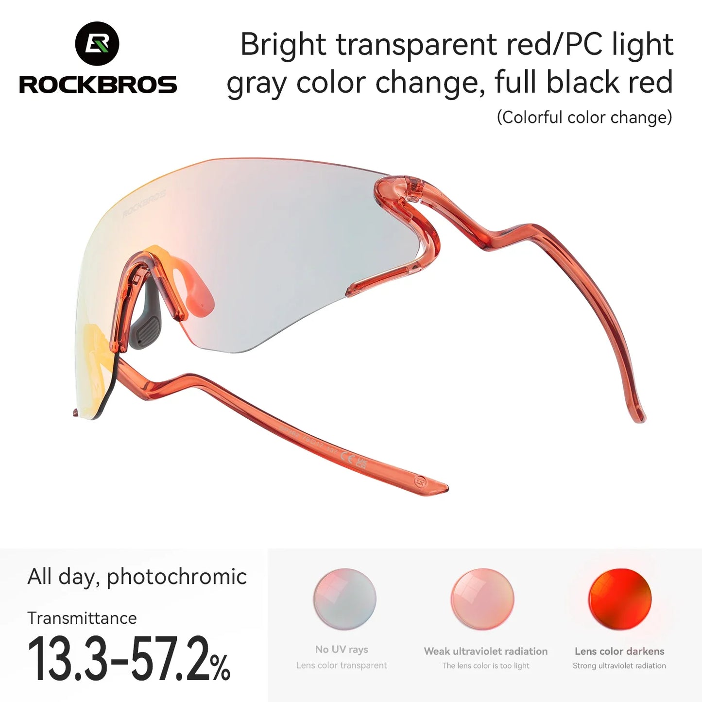 Photochromic Cycling Glasses Windproof Dustproof UV400 Protection Glasses Cycling Outdoor Sports Sunglasses Unisex