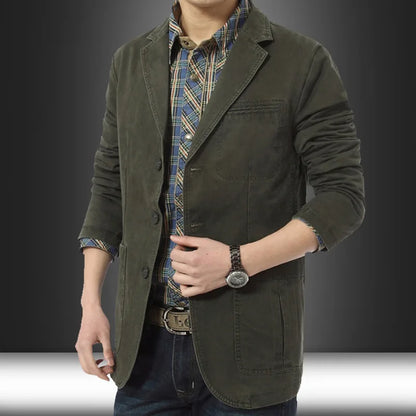 Men Blazer Middle-aged Loose Men Fashion Business British Style Casual Suit Three Button Cotton Casual Clothes Single West Coat