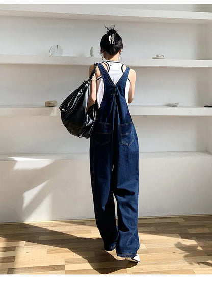 High Waist Wide Leg Denim Overalls Women's Loose Fitting Slimming Summer New Sle Gold nce Faionable Jeans