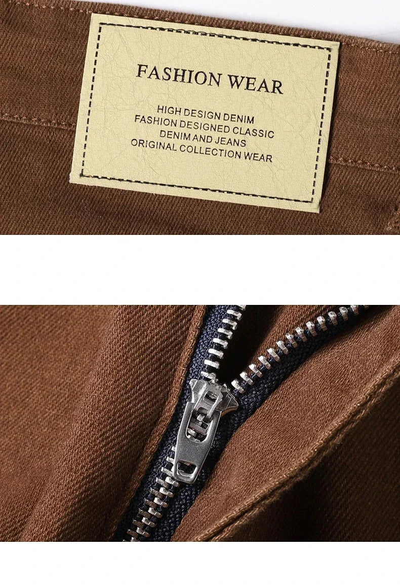 Large Size 42 44 Autumn 98% Cotton Men's Stretch Slim Jeans ArmyGreen Soft Comfortable Casual Straight Denim Pants Trousers