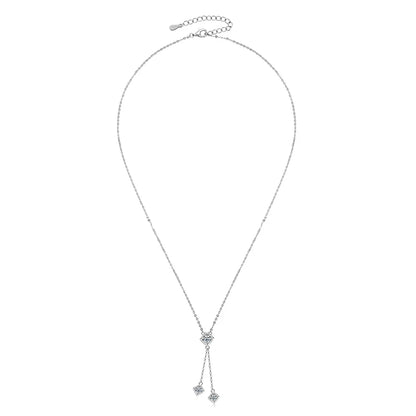 Full Round Cut Moissanite Tassel Chains Pendant Necklaces for Women Real S925 Sterling Silver Fine Jewelry Gifts Collar