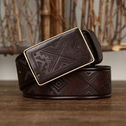 3.8CM Thick Cowhide Copper Smooth Buckle Genuine Leather Casual Jeans Cowboy Belt Men High Quality Luxury Male Strap Cintos