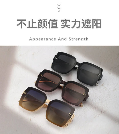 2025 New Polarized Letter Sun Glasses Legs High-end Sunglasses Women's European and American Sunscreen Retro Sunglass Gafas